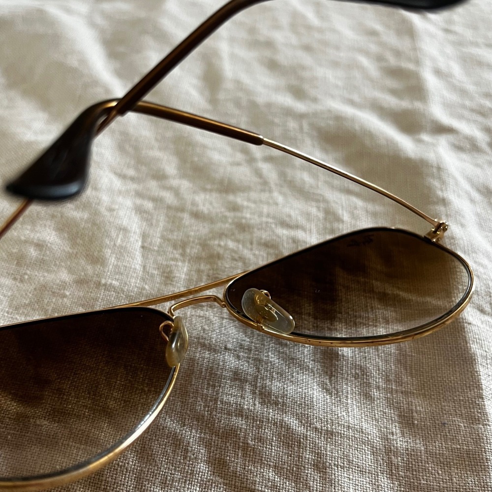 Authentic Ray-Ban Aviator Sun Glasses Brown Tint Gold Frame - Picture 9 of 15